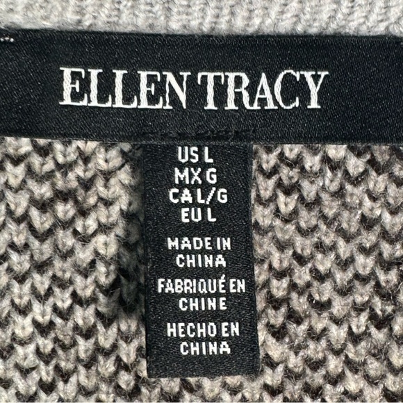Ellen Tracy Gray Leopard Open Duster Cardigan - Picture 3 of 5